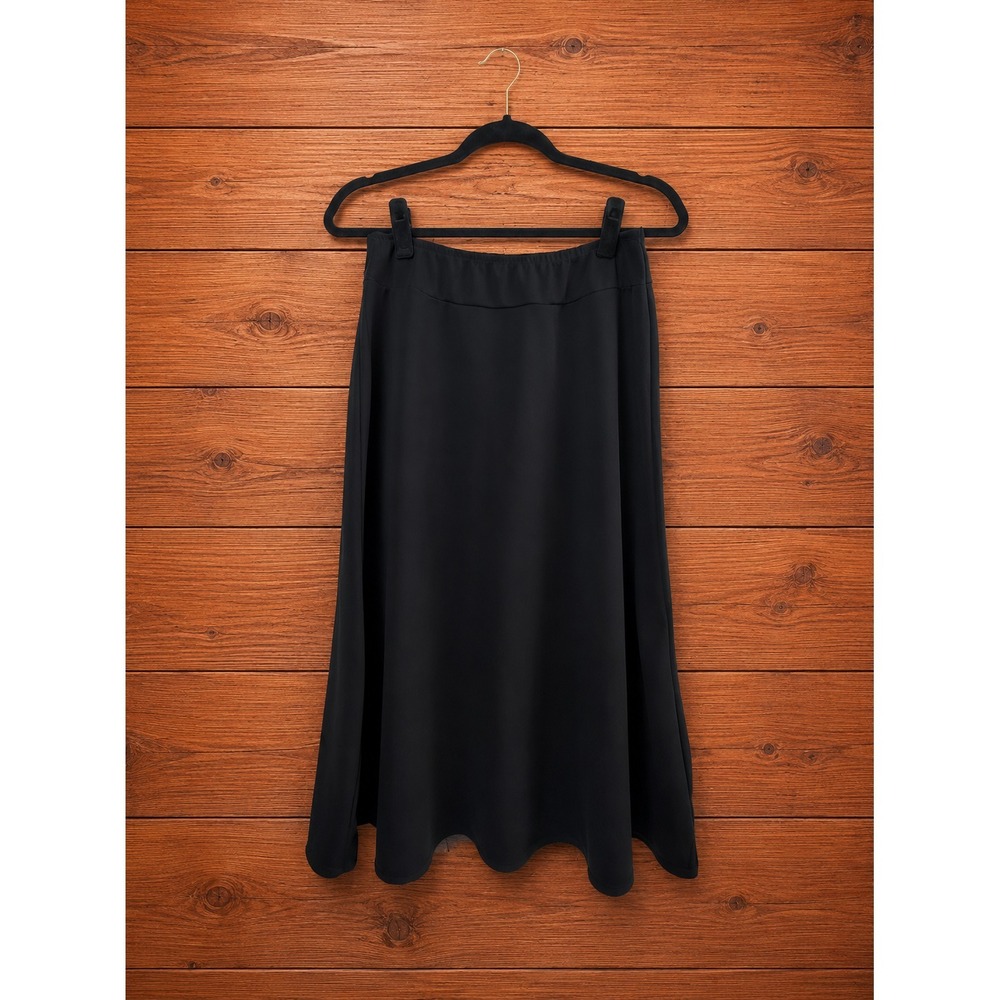 Womens Double Take Black Maxi Skirt Size L 90s Vintage Flowy Elastic Waist